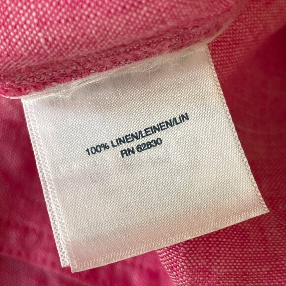 Land's End Bright Pink 100% Linen Blouse Shirt-Extra Large - Picture 5 of 8